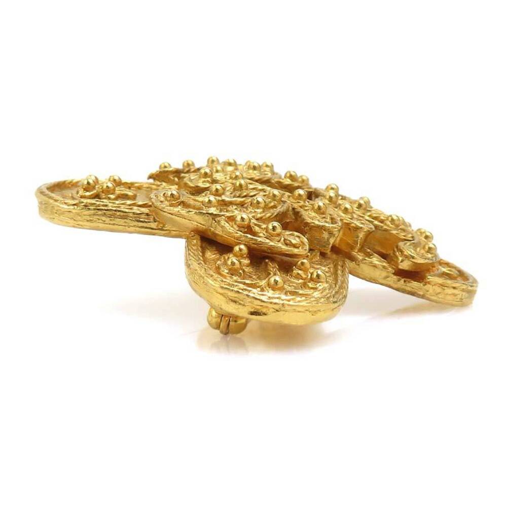 CHANEL Authentic Gold Logo Brooch - Picture 3 of 14